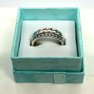 STERLING SILVER OXIDIZED DOUBLE CHAIN LINK RING